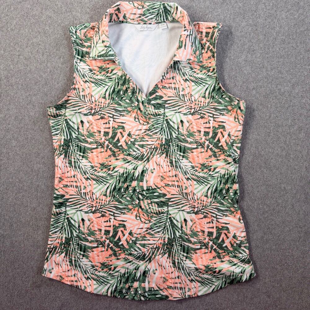 Lady Hagen Women's XS Sleeveless Golf Polo Shirt Tropical Palm Print Performance